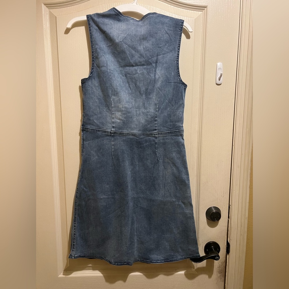 New Lola Jeans 4Way stretch Denim Dress elegant white bow wear w/white Addidas - Picture 5 of 11